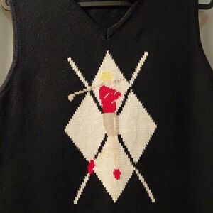 Vintage Liz Sweater Vest Women's M  Golf Scene Knitted Scene V-Neck Retro Preppy